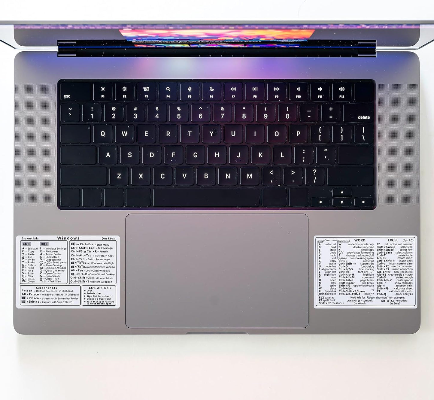 Yuanchu 2Pcs Laptop Shortcuts Stickers, Word/Excel Quick Reference Guide Keyboard Shortcut Stickers PVC Notebook