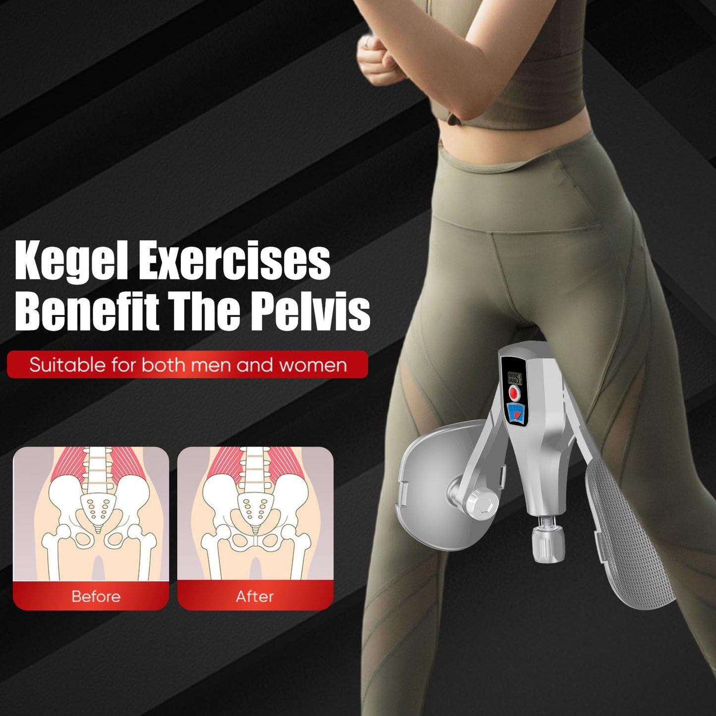 FJFQXY Kegel Trainer, Multi-Function 132 lbs Resistance Pelvic Floor Exercise Devices with Thigh Straps, Handles, Resistance Bands and Jump Rope, Kegel Trainer Hip Leg Toner Inner Kegel Exerciser