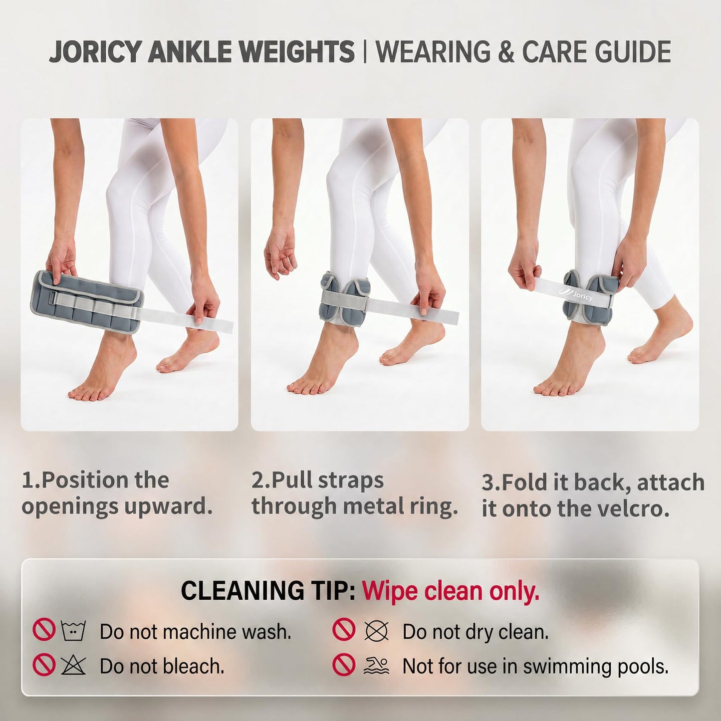 Adjustable Ankle Weights for Women Men 1-10 LBS 1 Pair Wrist Leg Arm Weights with Removable Weight, Strength Training Weight for Jogging, Walking, Running, Fitness, Gym Workout, Grey