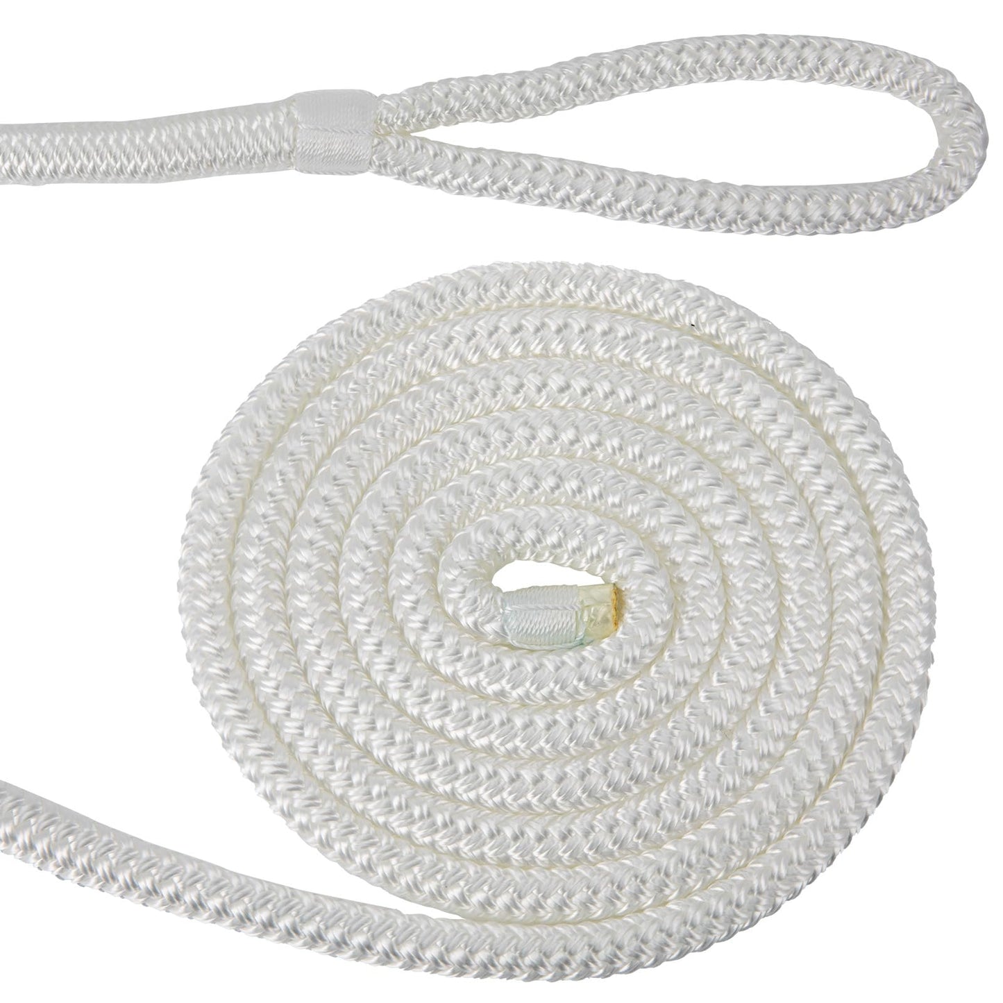 2 Pack 3/8'' x 6' Boat Fender Lines for Mooring, Docking Ties & Small Boat,Premium Marine- Grade Double Braided Nylon Boat Rope with a 5" Eyelet,Anti-Wear & Weather-Resistant-White