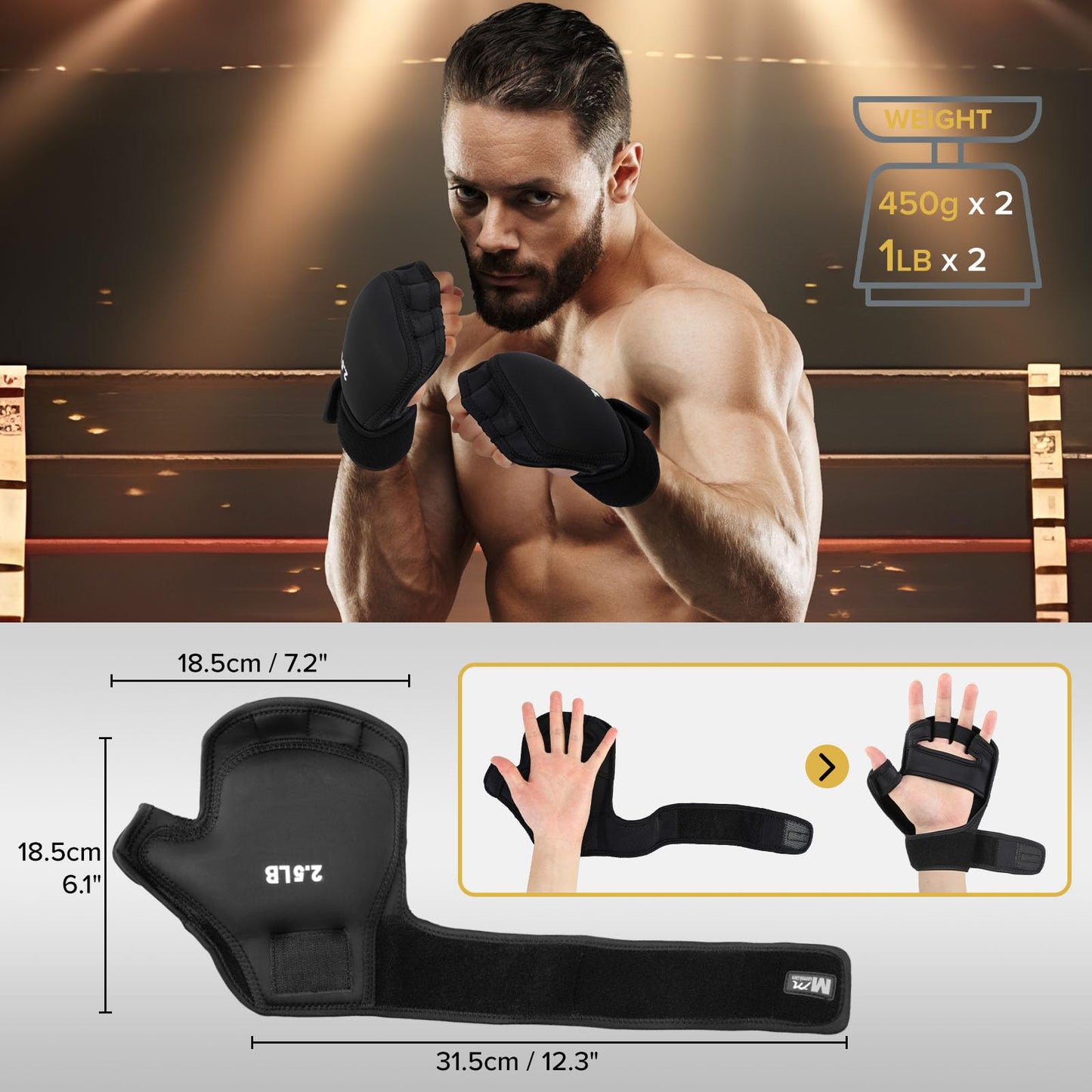Weighted Hand Gloves 5lb(2.5lb Each), Soft Iron Fitness Gloves, Washable, for Gym Boxing Swimming Strength Training (5lb)