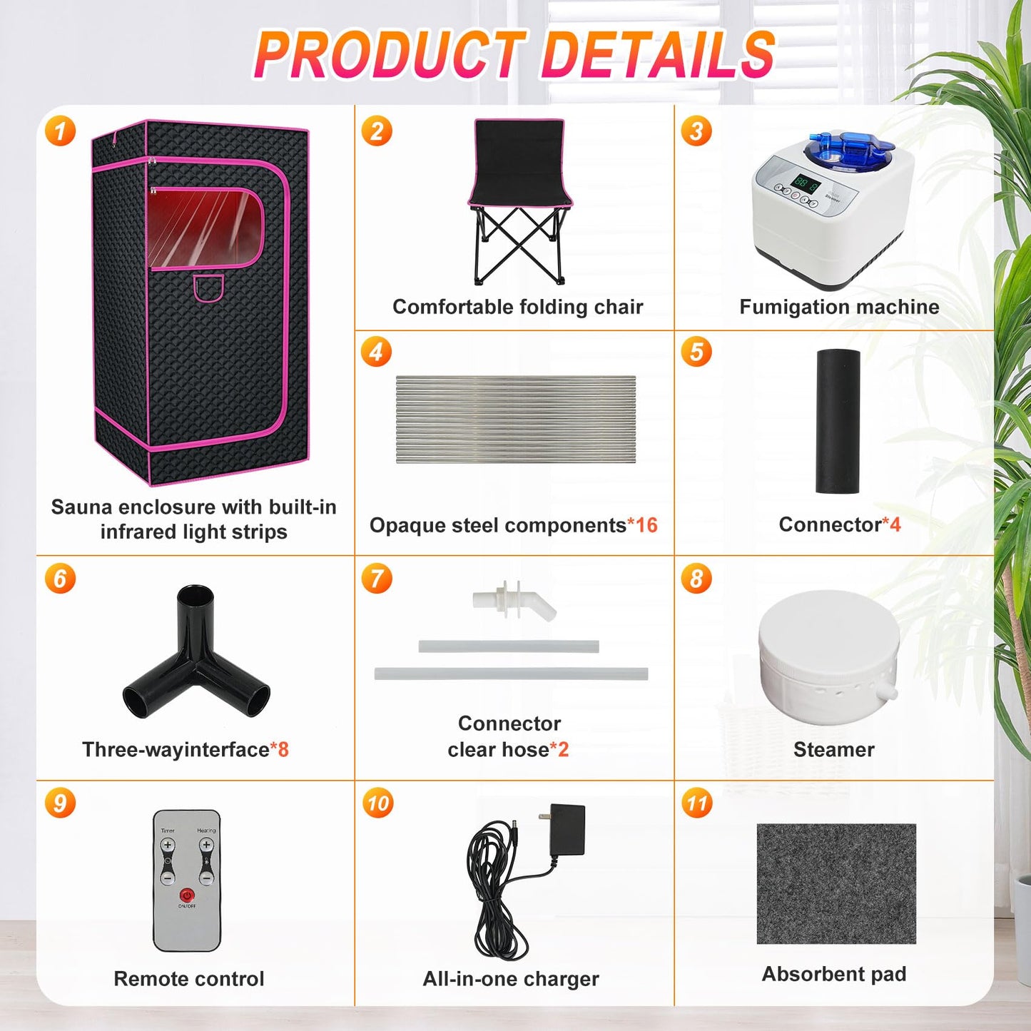 STEECA Portable Infrared Sauna Box for Home, Steam Sauna Tent with 1300W 3L Steamer, Full Body Relaxation for Indoor Use