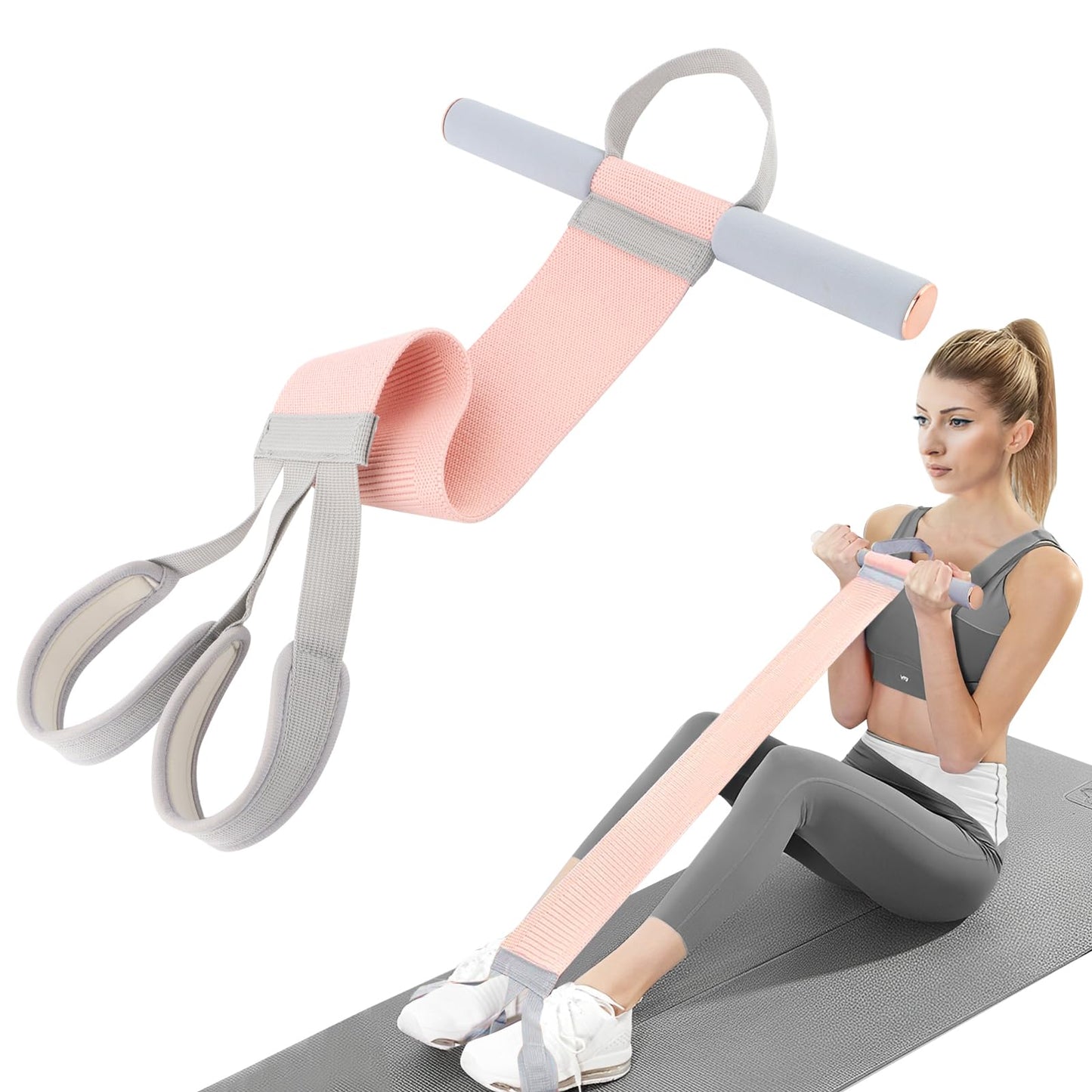 Full Body Resistance Band Set with Handles Yoga Pedal Resistance Band Anti-Broken Elastic Sit Up Pull Rope for Strength Training Stretch Bands Workout Equipment (Color:Pink)