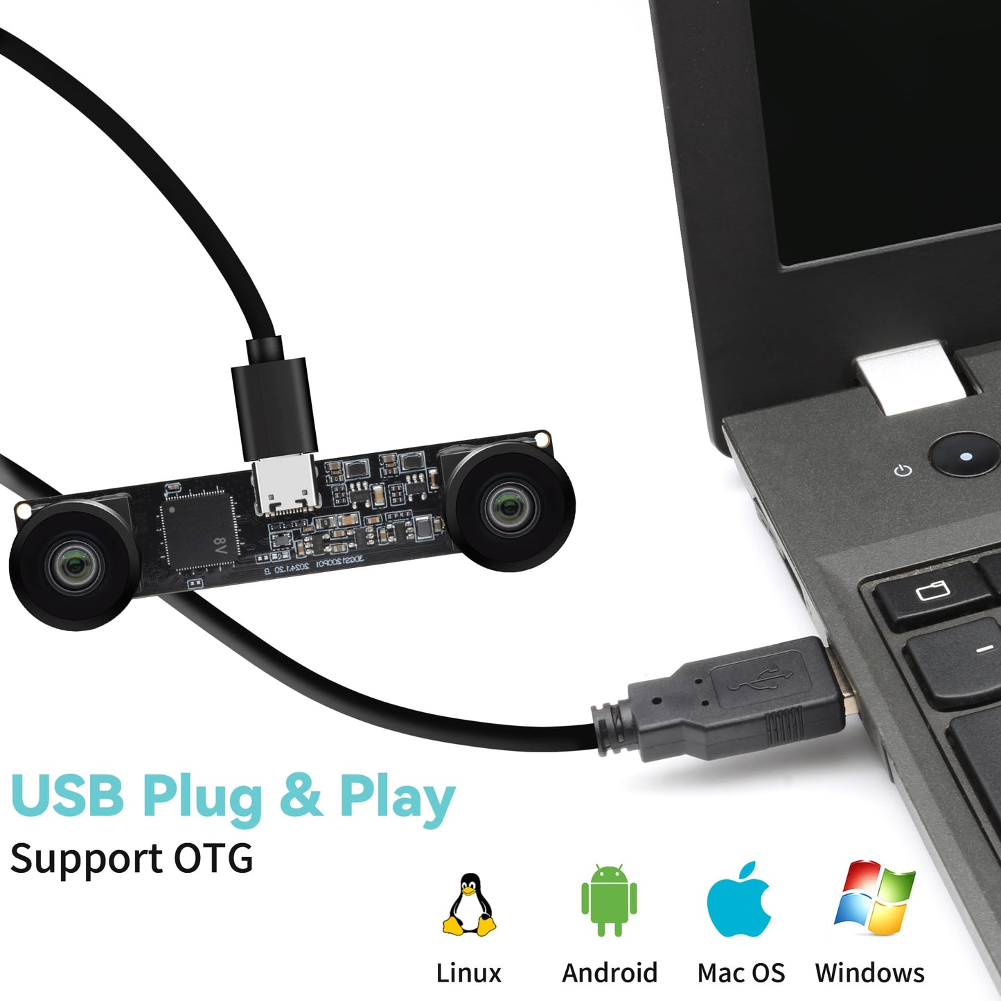 MMlove USB Stereo Camera Module 1200P 60FPS Global Shutter USB Webcam with Synchronous Dual Lens,600P 120FPS High Speed 3D Webcam 112° Wide Angle Lightburn Camera for VR,PC/Laptop/Raspberry Pi