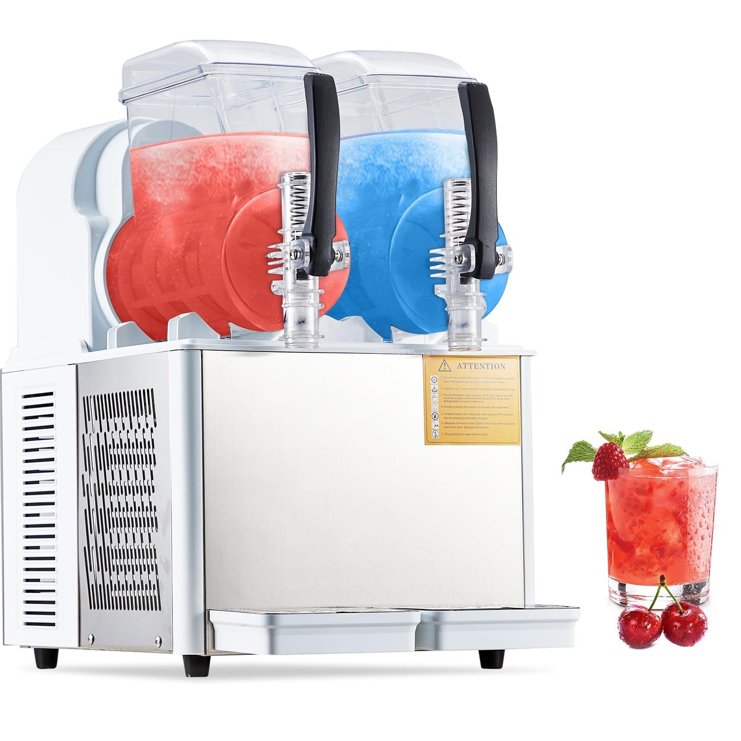 Commercial Slushy Machine, 4Lx2 Double Tank Margarita Machine, Stainless Steel High-Speed Self-Cleaning Frozen Drink Slushie Machine for Bars Restaurants Cafe Home Use