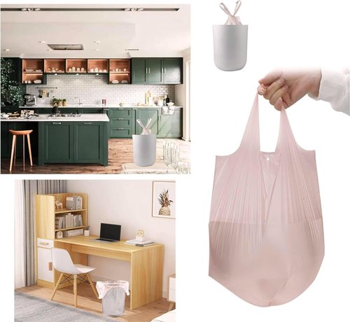 4 GALLON Bathroom Trash Bags 100 Counts Small HANDLES Garbage Bags for Office, Kitchen,Bedroom Waste Bin,Colorful Portable Strong Rubbish Bags (Rose gold 100Counts)