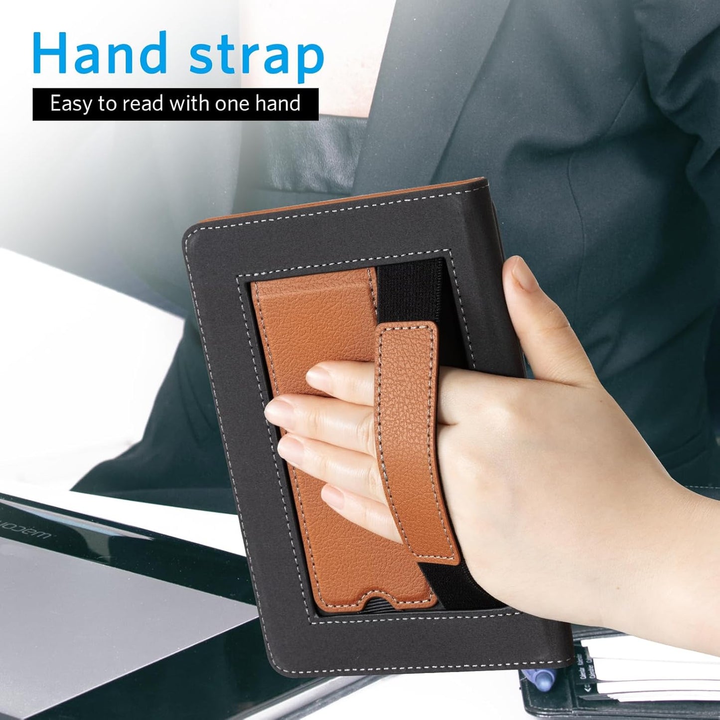 CoBak 6" Case for E-Reader - PU Leather Smart Cover with Auto Sleep/Wake & Hand Strap, not Compatible with Kobo