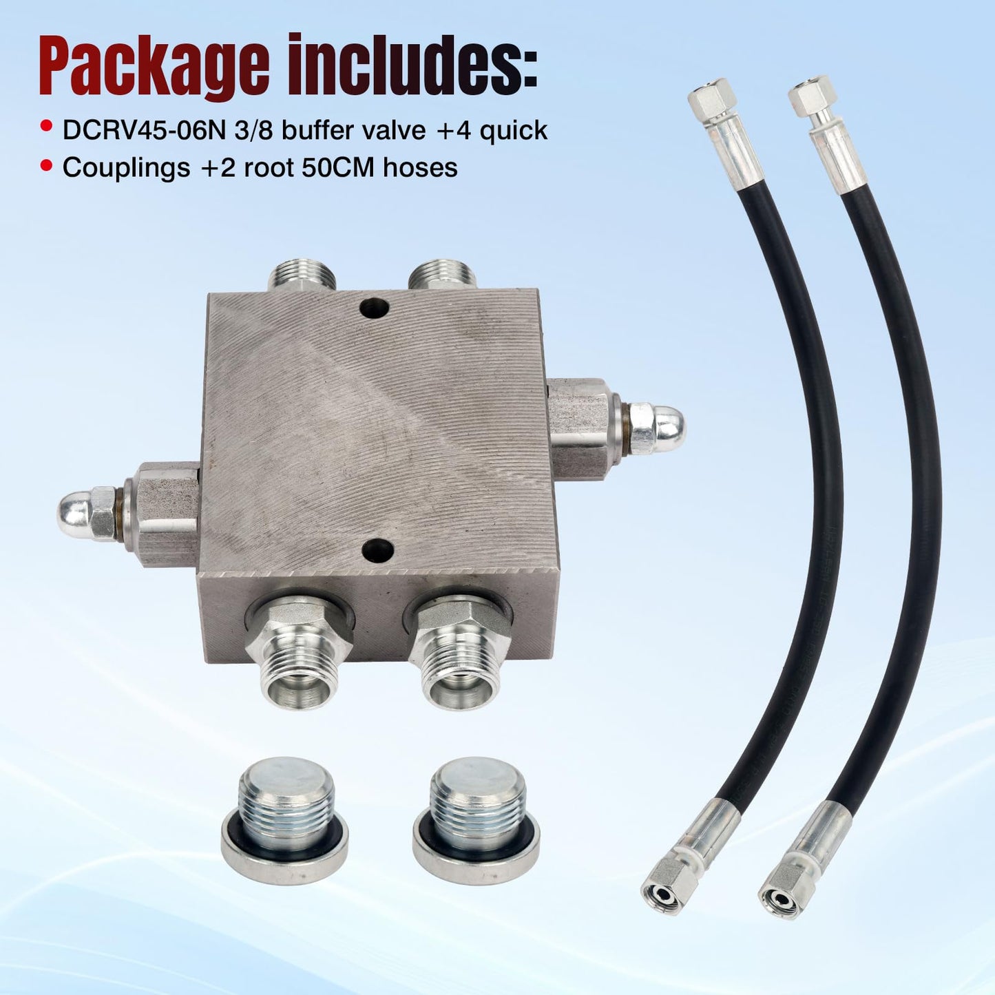 Mini Excavator Cushion Valve Kit, Complete Swivel Motor Assembly, 3/8" NPT, Heavy Duty Replacement Parts for Mini Excavators