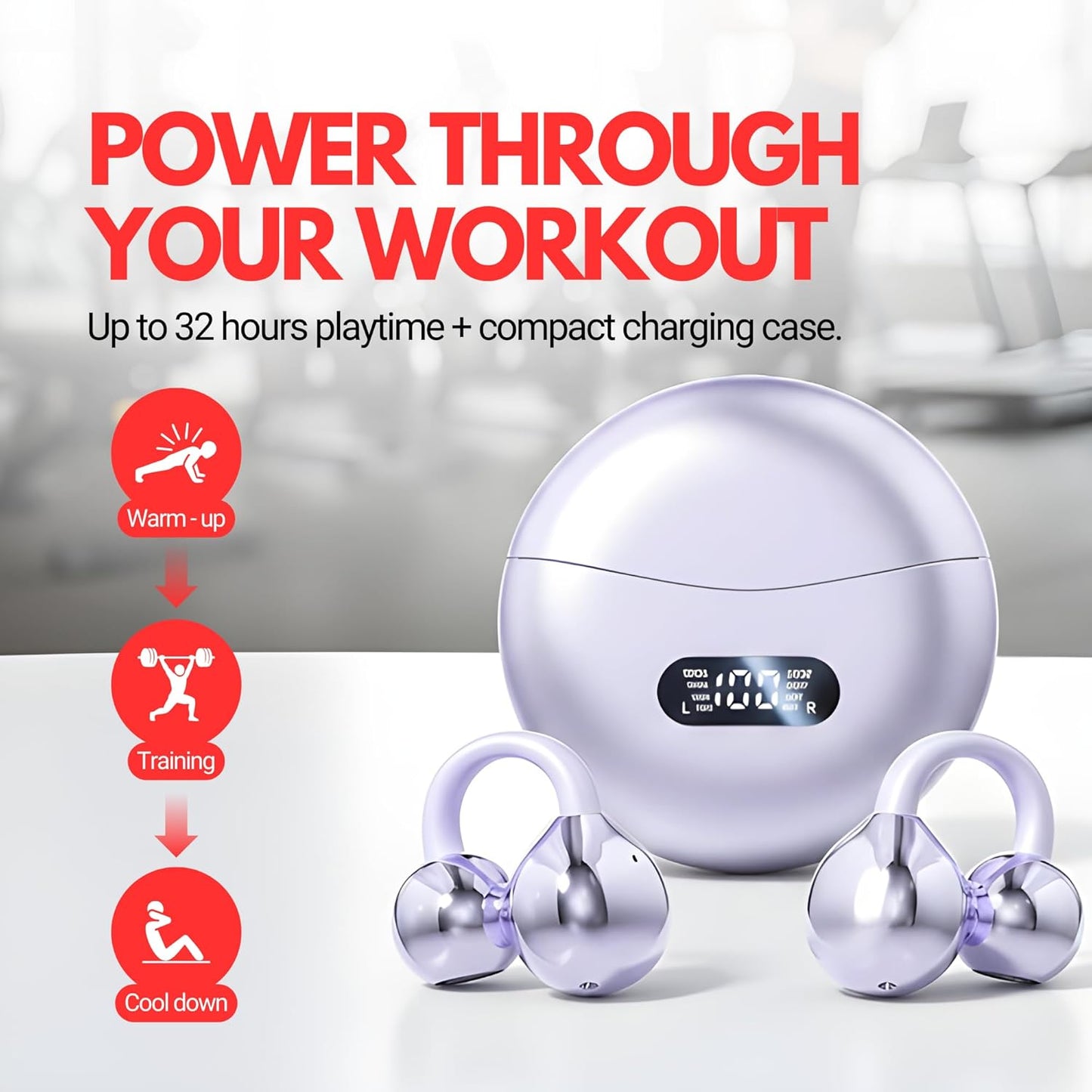 M79 5.4, 60H HC Clip On Earbuds, Open Ear Earbuds Wireless Bluetooth Lightweight Ear Clip Headphones with Mic