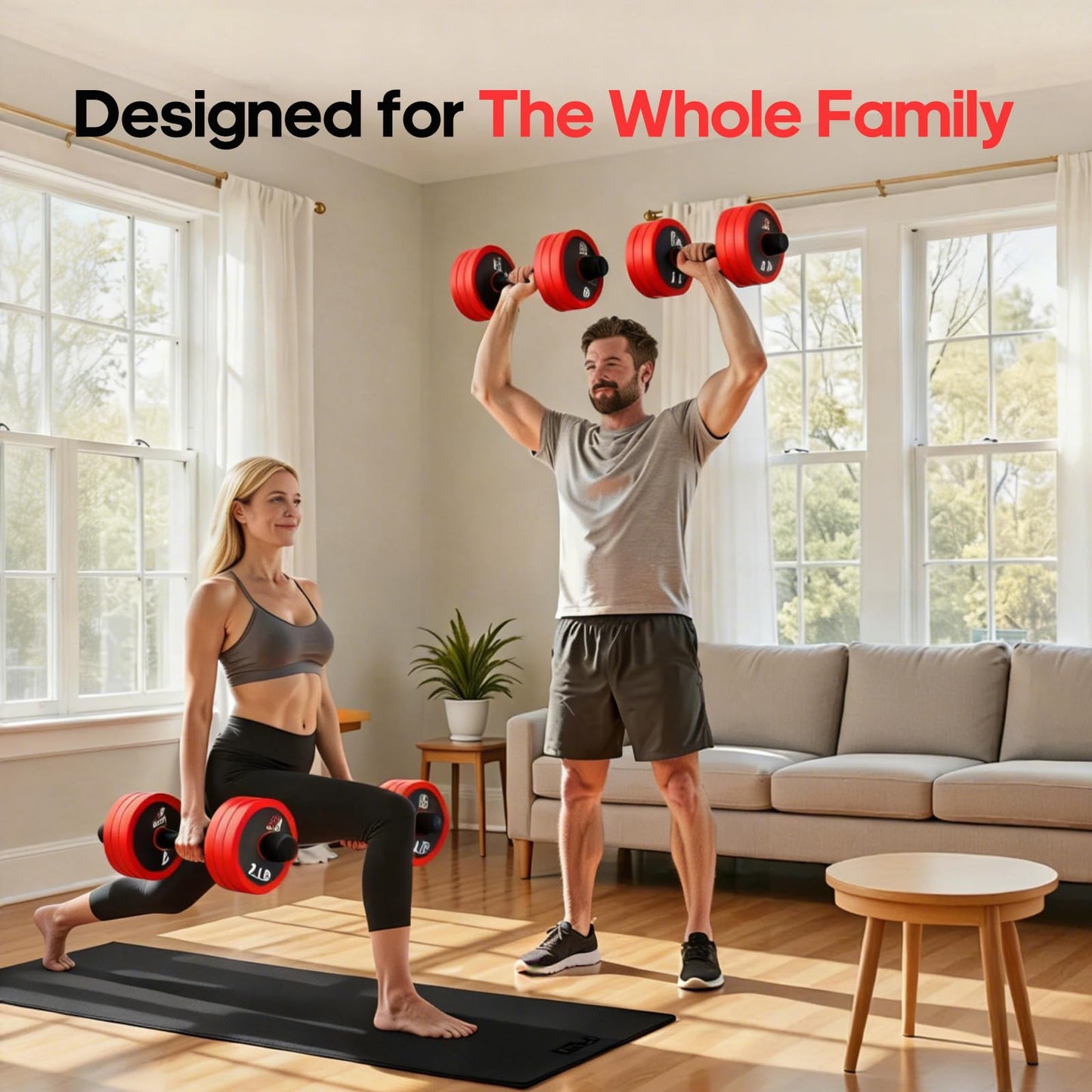 ZKN NEW DAWN Adjustable Dumbbell Set,30 lbs Free weight set with Carbon Steel,rack,Barbell Free weights set with Connector,Workout Equipment for Home Gym Suitable Men/Women