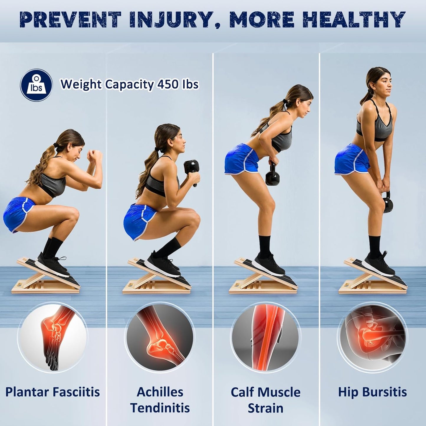Slant Board for Calf Stretching, Adjustable Portable Wooden Calf Stretcher tilt Plate, Calf Spring Wedge Suitable for Legs, Knees, Heels, Ankles and Stretching.Ankle Stretch Board、Balance Board.