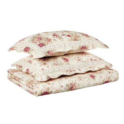 Greenland Home Antique Rose 100% Cotton Heirloom-Quality Quilt Set, 2-Piece Twin/XL, Ecru