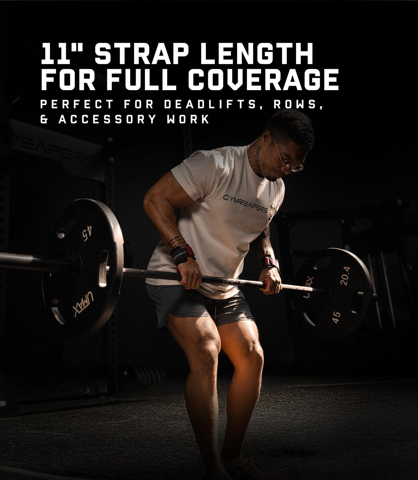 Gymreapers Weight Lifting Straps With Dowel - Wrist Straps for Weightlifting - Workout Deadlift Wrist Weights - Reinforced Stitching & Padded Fit Gym Accessories for Strength & Gym Hand Grip (Red)