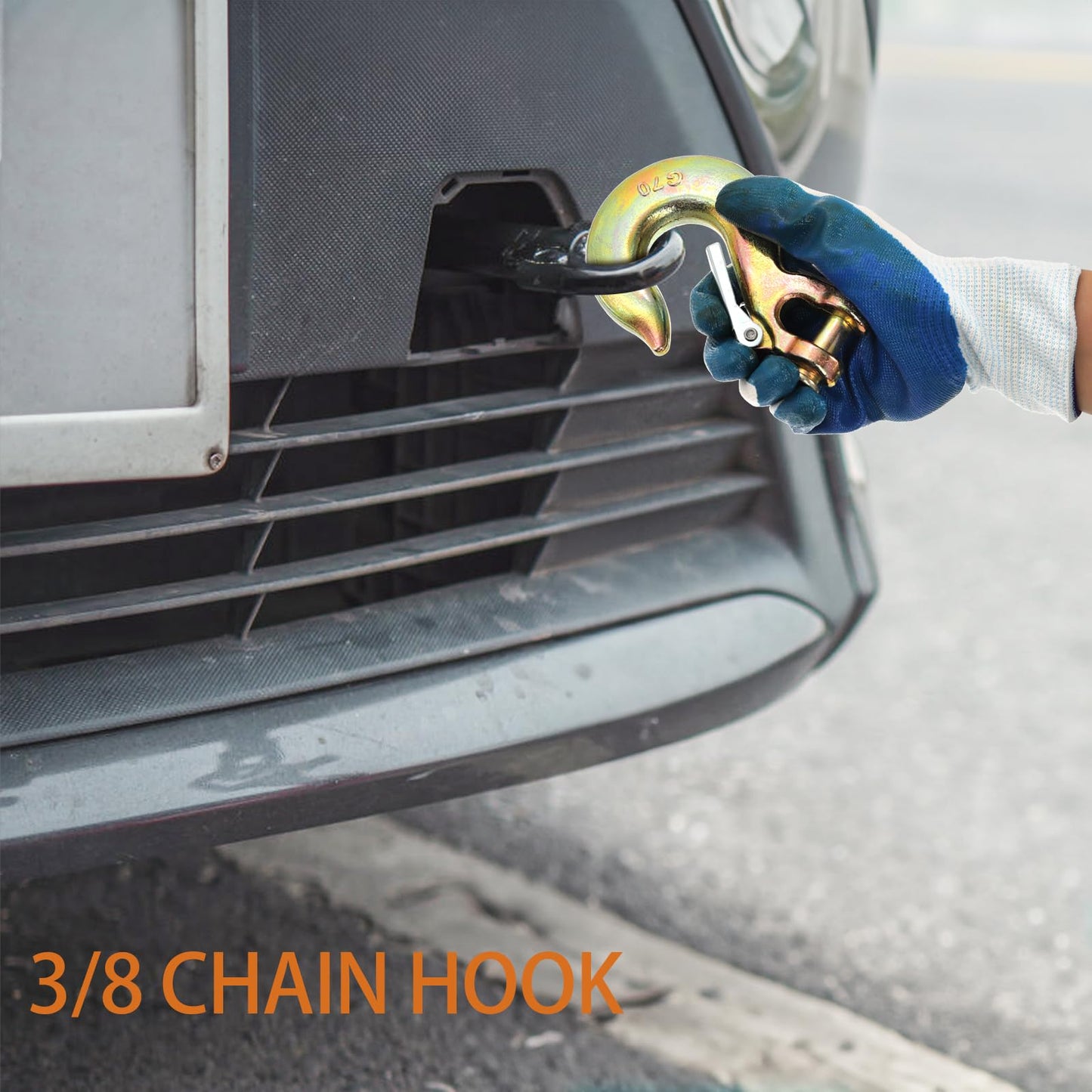 Lawei 6 Pack 3/8 Inch Clevis Slip Hook with Safety Latch, G70 Forged Steel Chain Hooks, Heavy Duty Solid Tow Hook for Truck Trailer Winch Transport, 18,000lbs Capacity, Yellow Zinc Coated Hooks