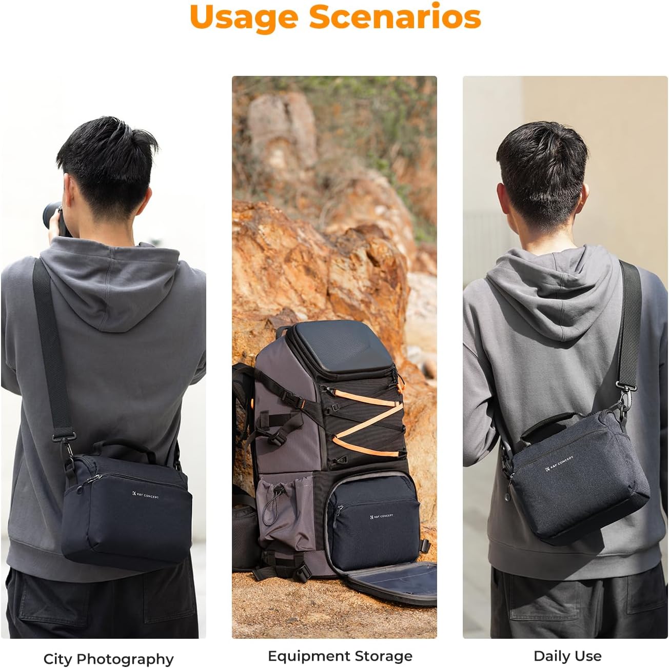 K&F CONCEPT Camera Sling Bag Small Crossbody Camera Case DSLR/SLR/Cute Compact Shoulder Photography Bags
