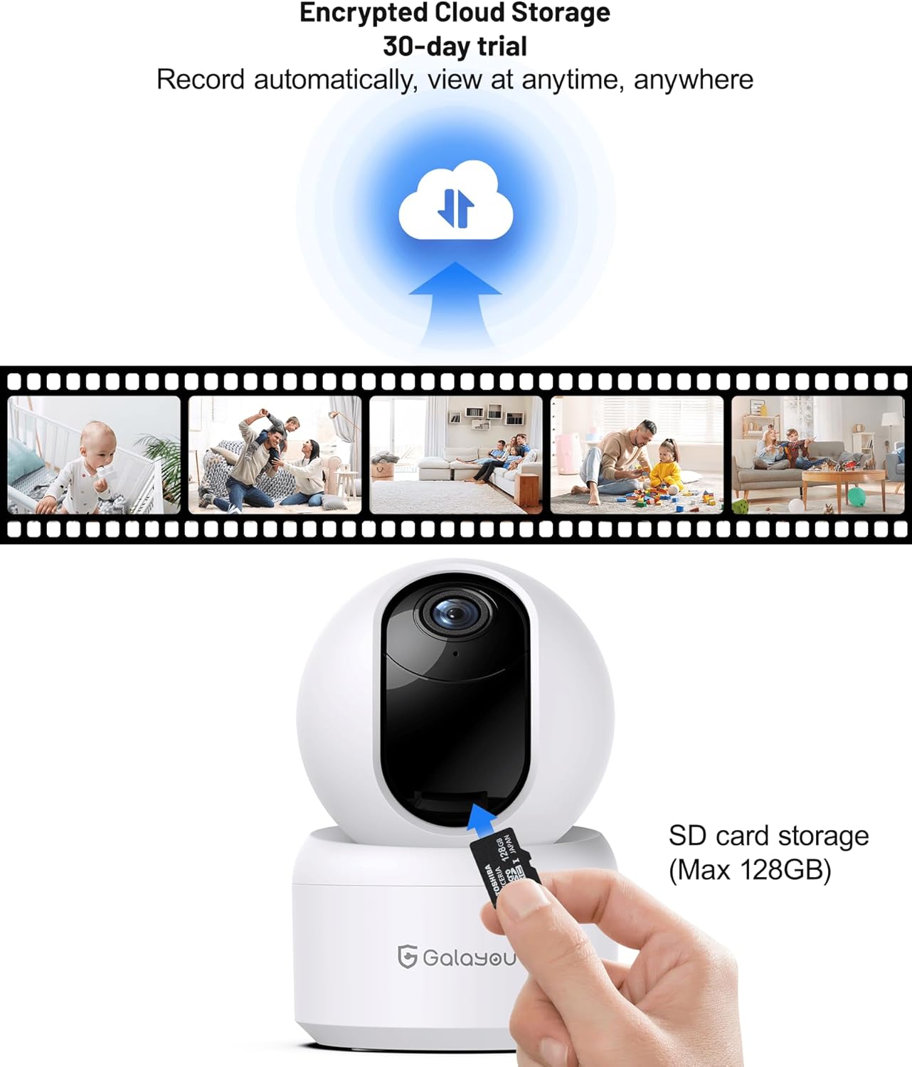 GALAYOU 2K, 360 2.4G 24/7 G2-2Pack Indoor Security Camera Pet Camera, Degree WiFi Home Security Camera