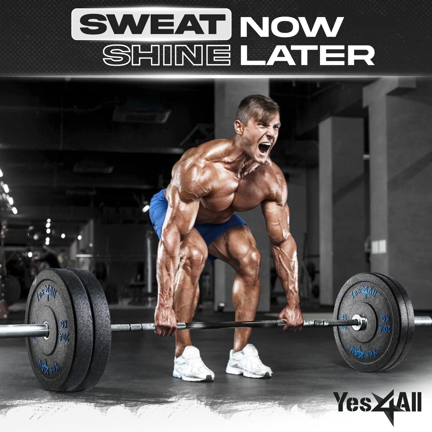 Yes4All 2" Bumper Plate, 10-190 LB Olympic Rubber Weight Plate with Steel Hub for WeightLifting, Strength Training, Home Gym, Less Impact, Absorb Bounce & Shock, Multiple Options, 45LB