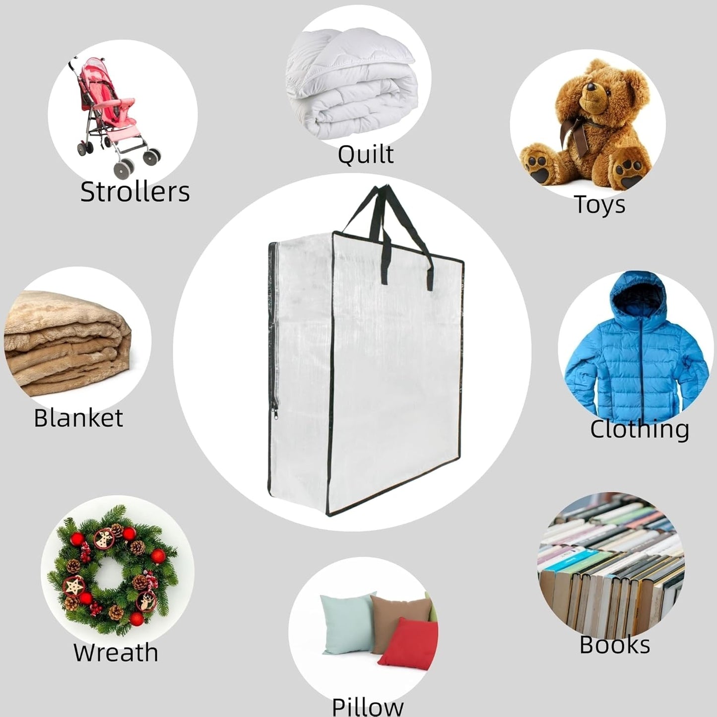 Skiennix Clear Storage Bags - 3 Pack Zippered Organizers with Handles for Blankets & Bedding