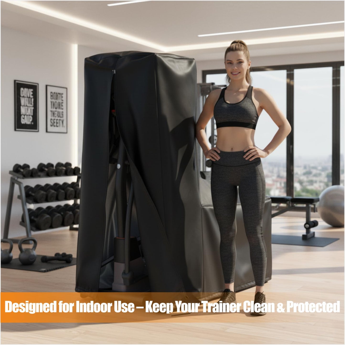 Qkansiw Elliptical Exercise Machine Cover, 420D Heavy-Duty Oxford Waterproof & Dustproof Protective Cover for Indoor Elliptical Trainers, 1Pcs (65" H × 27" W × 55" L)