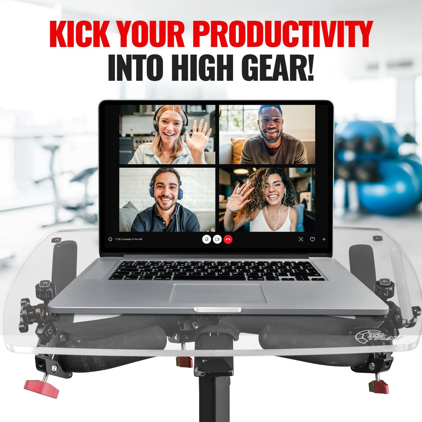 TFD Acrylic Holder Bike Tray - Universal Laptop Tray Holder - Adjustable Laptop Stand for Exercise Bikes - Bike Accessories - Bike Holder Exercise Tray for Laptop, Books, & More
