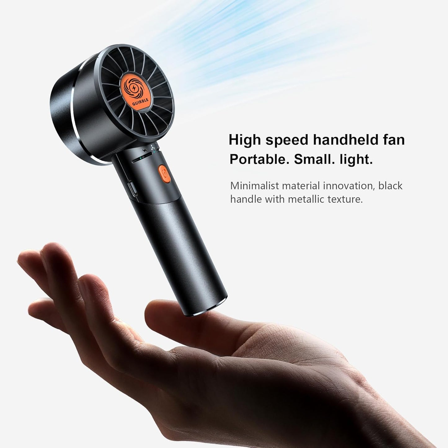 Skiennix Portable Handheld Fan - Powerful 7000RPM Turbo Motor | USB Rechargeable for Travel & Outdoor (Black)