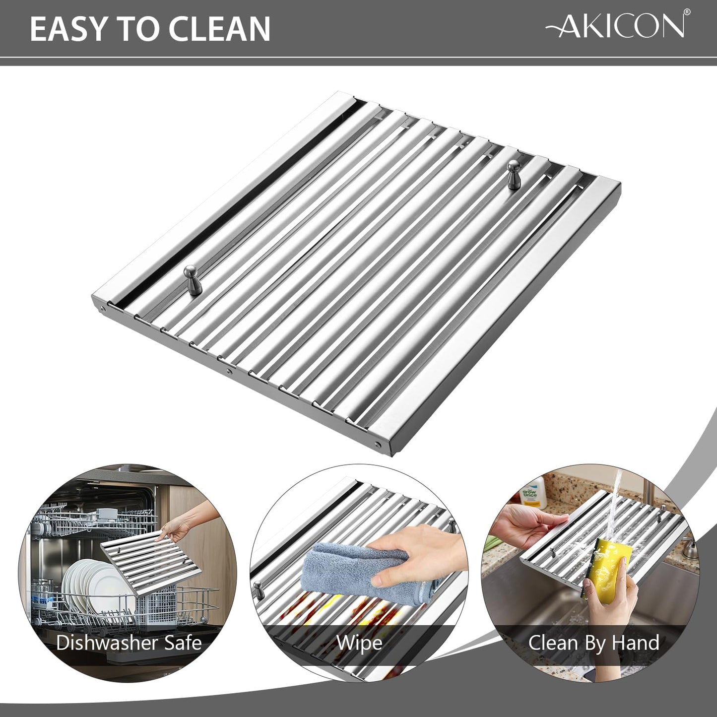 Akicon 42 Inch Range Hood Insert with Heater Sensor, 1200 CFM Ultra-Quiet Stainless Steel Ducted Vent Hood Insert with 4 Speed Fan, Dimmable LED Lights and Dishwasher Safe Filters