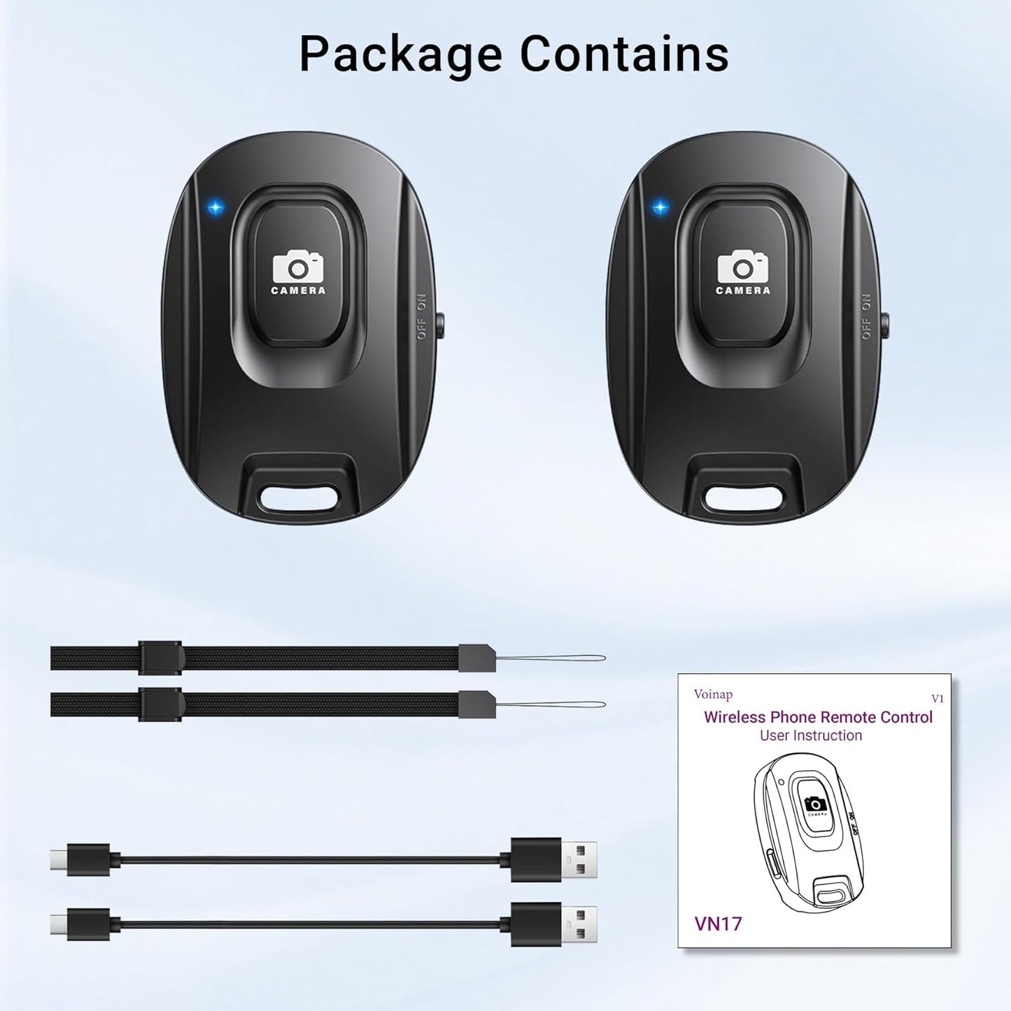 Voinap 2 Pack Wireless Remote Shutter for iPhone Camera,Bluetooth Camera Phone Remote Control for Photos