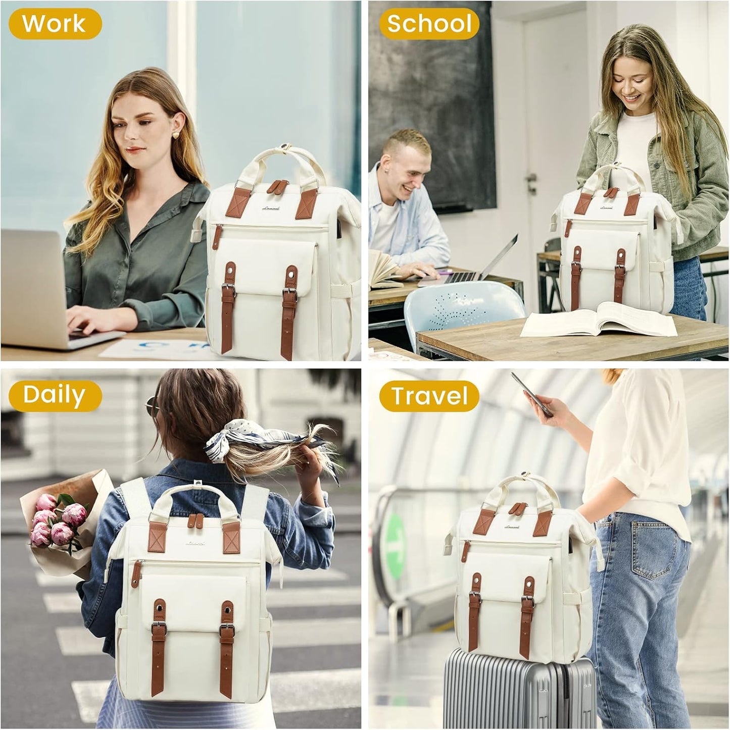 Backpack Backpack Backpack Daypack, 17 Inch, LOVEVOOK Laptop for Women Work Travel, Large Capacity Computer Purse