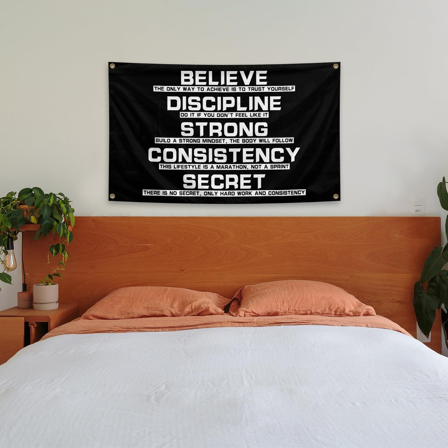 Believe Discipline Motivational Flag 3x5 Feet with 4 Brass Washers for College Dorm Study Man Cave Gym Office Bedroom Motivational Wall Decor. (Discipline Motivational Flag)