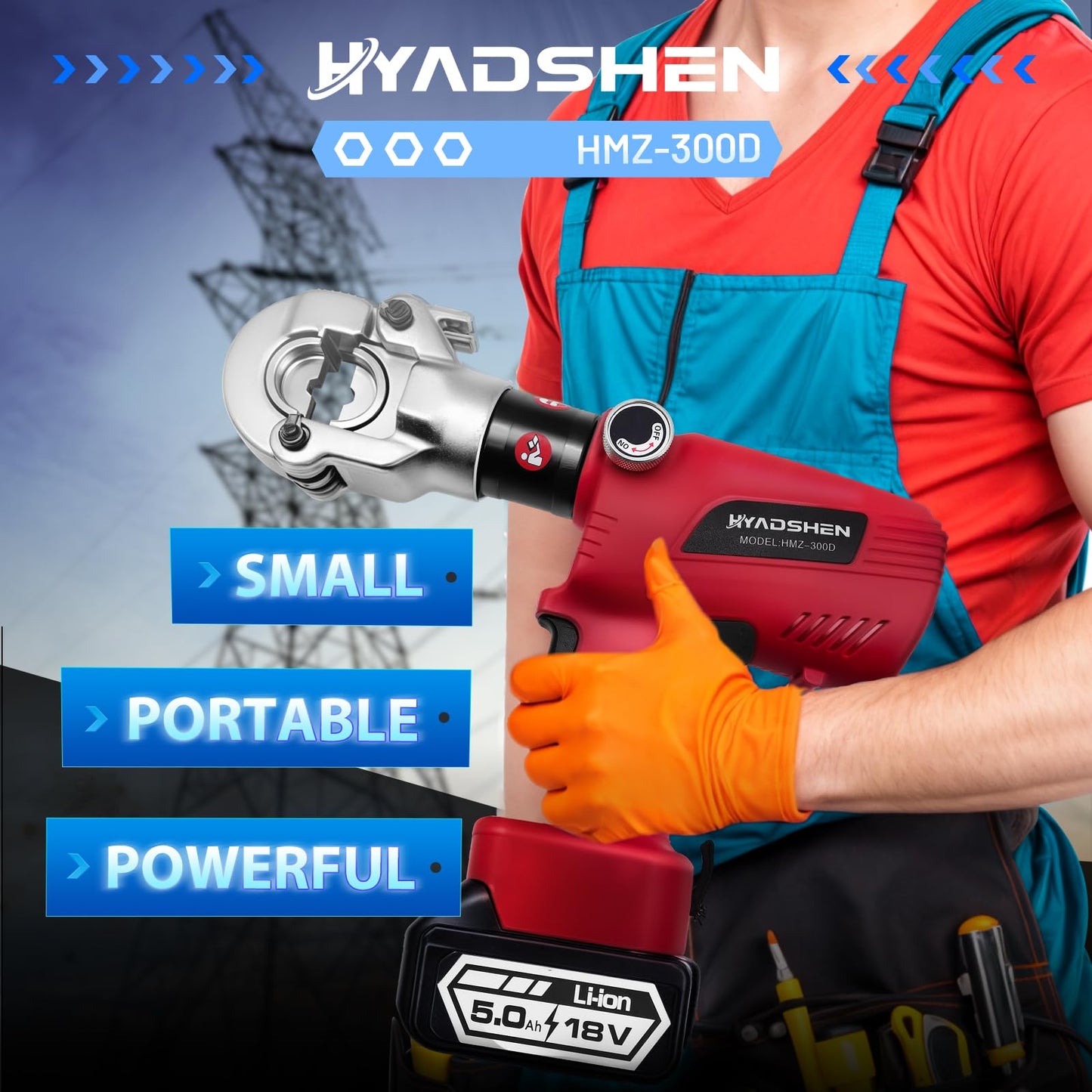 Electric Hydraulic Cable Lug Crimper Pliers Rechargeable Crimping Tool 6 Ton Electrical Terminal Cable Wire Fiber Crimper Kit,Industrial portable electric hydraulic Cable Lug crimper with 11 Dies