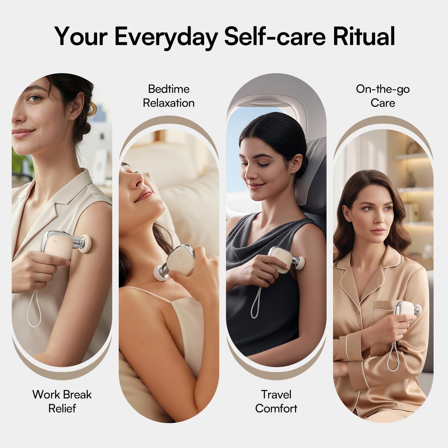 INIA PocketForce Mini Massage Gun - 75% Smaller, High-Power Percussion for Full Body Relief, Portable Deep Tissue Massager Gun with Leather Case & 3 Heads for Travel & Office Use, Gifts for Men Women