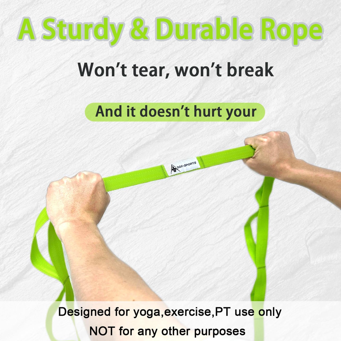 Stretching Strap Yoga Strap with Loops, Stretch Straps for Physical Therapy, Non-Elastic Exercise Strap for Pilates, Dance and Gymnastics with Workout Guide (Green)