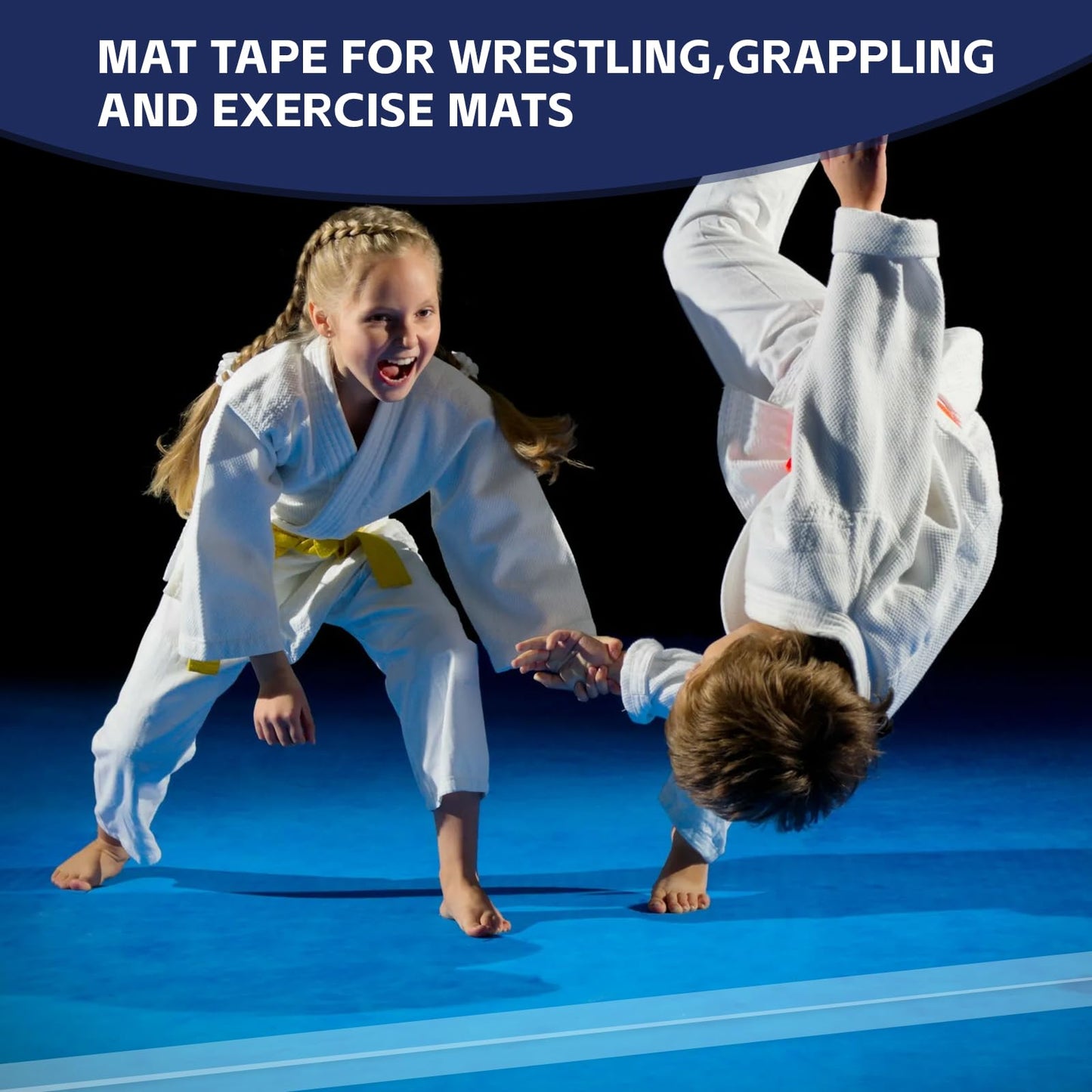 24 Rolls 3'' or 4'' x 84' Wrestling Mat Tape Gymnastics Floor Tape Wrestling Grappling Exercise Mats Seam Cover Tape Heavy Duty Carpet Jiu Jitsu Mats (A, 4")