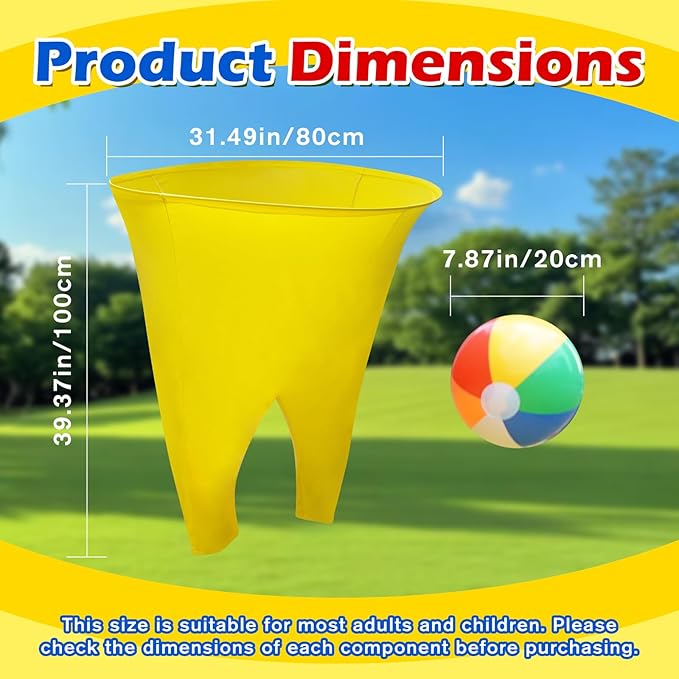 Granny Pants Yard Game Giant Outdoor Tossing Challenge Activity Set with 8 Bouncy Balls & Air Pump, Perfect for Adults, Family Team Events Backyard Parties(Yellow)