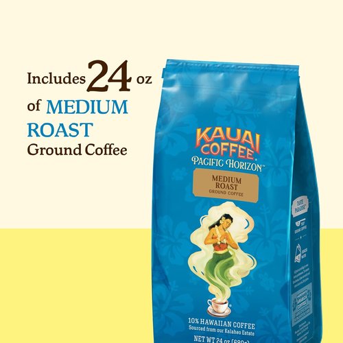 Kauai Coffee Ground Coffee - Smooth Medium Roast with Light Floral Notes - 24oz Koloa Estate Pack