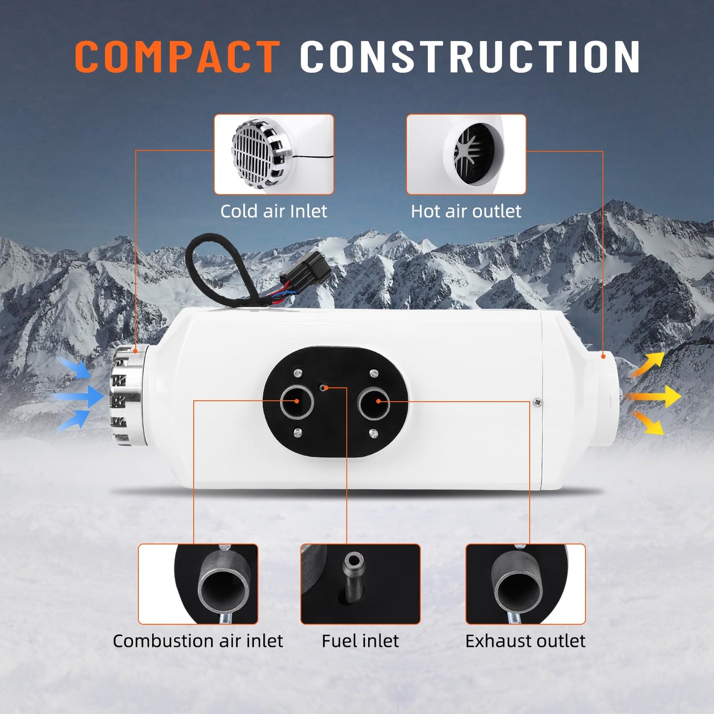 8KW Diesel Heater, Diesel Air Heater With Remote Control and Lcd Screen, Parking Bunk Heater, Fast Heating Low Noise Portable Diesel Heater for Car Suv Rv Trailer Camper Boat and Garage