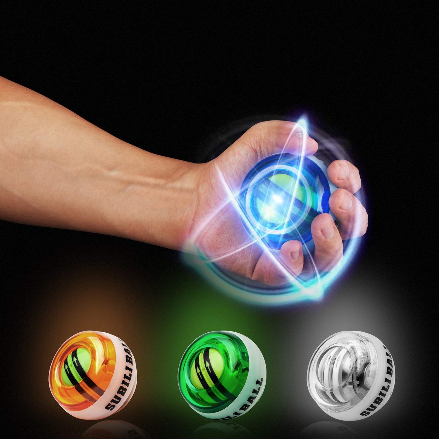 Parallel Halo Power Wrist Ball AUTO Start Gyro Ball with LED Lights Forearm Exerciser Wrist Strengthener for Strengthening Muscle and Bones