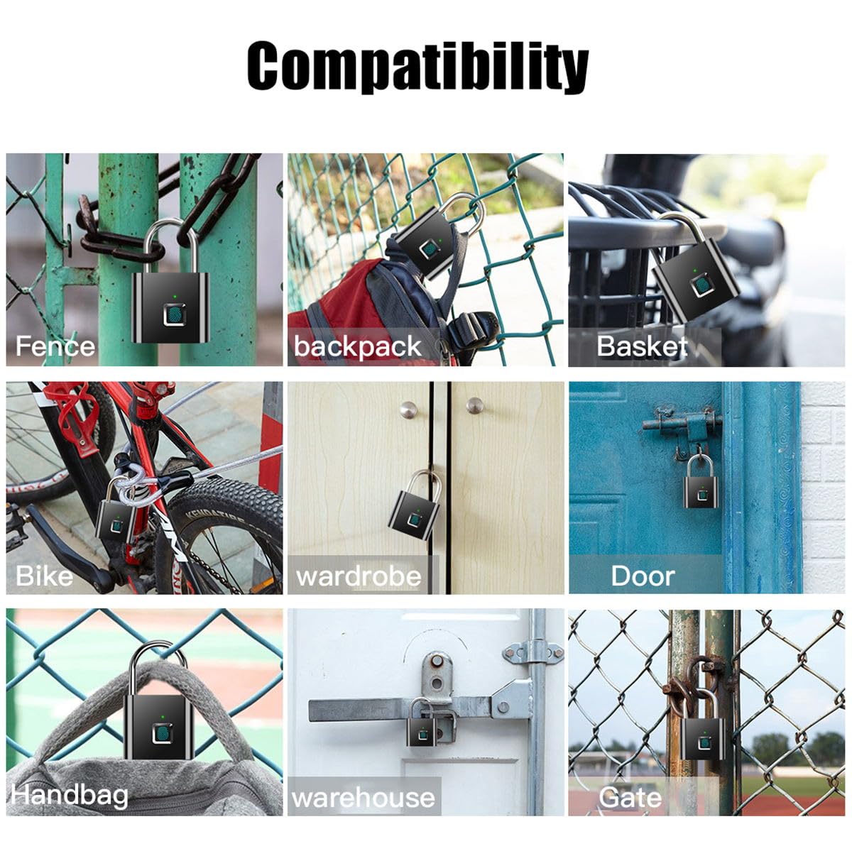 Fingerprint Padlock,AICase Ultra Light One Touch Open Fingerprint Lock with USB Charging for Gym, Sports, School Employee Locker,Fence, Suitcase,Bike No App, No Bluetooth,No Trouble