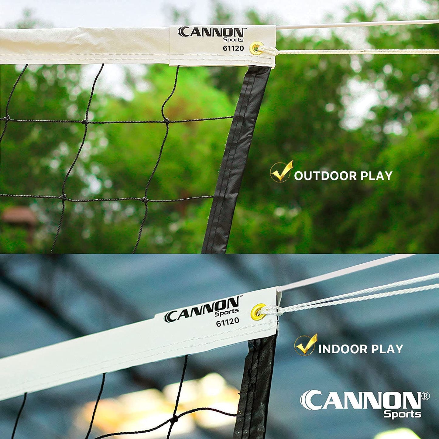 Cannon Sports Regulation Volleyball Net - Durable Indoor Outdoor Net (32 FT Length x 3 FT High) for Competition, Backyard, Gym, Training, & Beach Play - Pro Quality 2mm Coated Steel Cable - Easy Setup