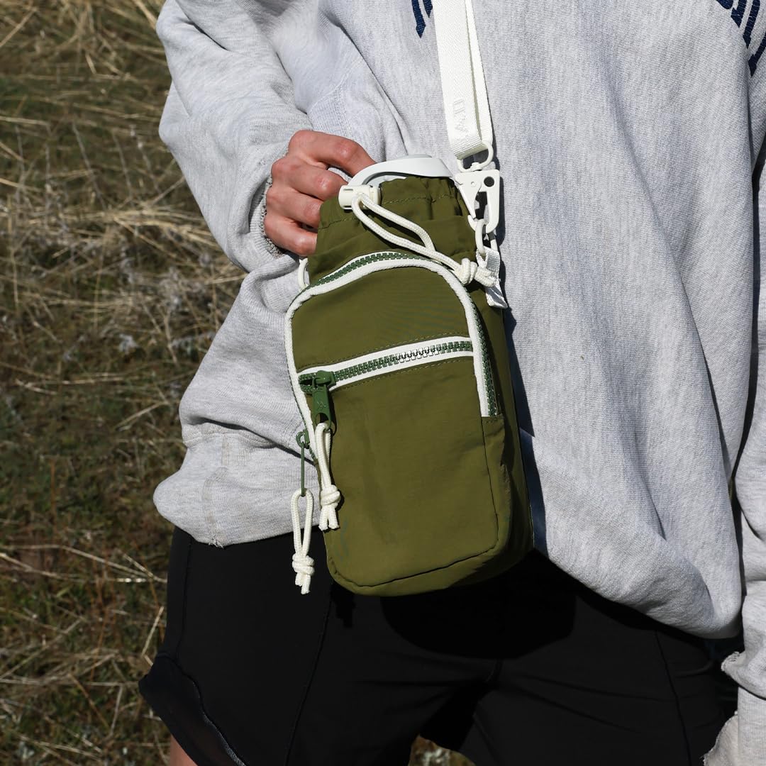 Thread Wallets Aqua Sling - Carry Your Water Bottle with Pockets for Cash, Phone, and Keys (Olive)