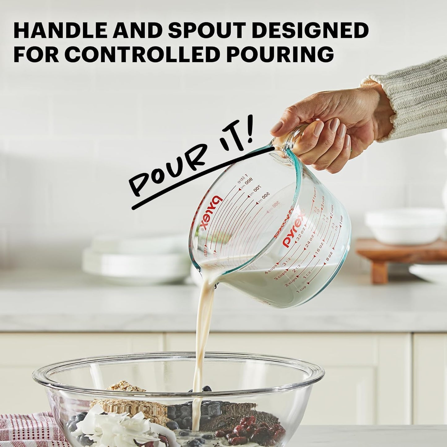 Pyrex Essentials Glass Measuring Cups Set - 1 & 2 Cup | Oven, Dishwasher, Freezer & Microwave Safe