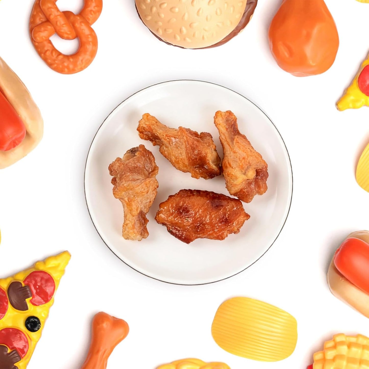 Hanycon 6pcs Artificial Chicken Leg Fake Chicken Wing Lifelike Fake Fried Food for Photography Prop Key Chain Desk