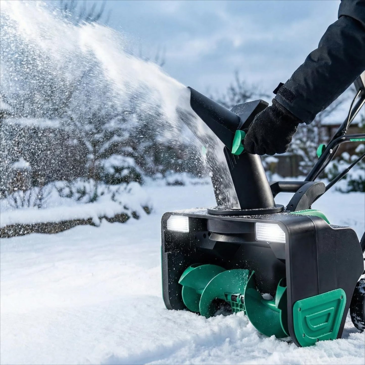 Garvee 20" Electric Snow Blower Corded- 15-amp Brushless Motor 25FT Throwing Distance, 180° Rotating Chute Walkways Deck Driveways Snow Thrower, Snow Blaster Dual LED Lights