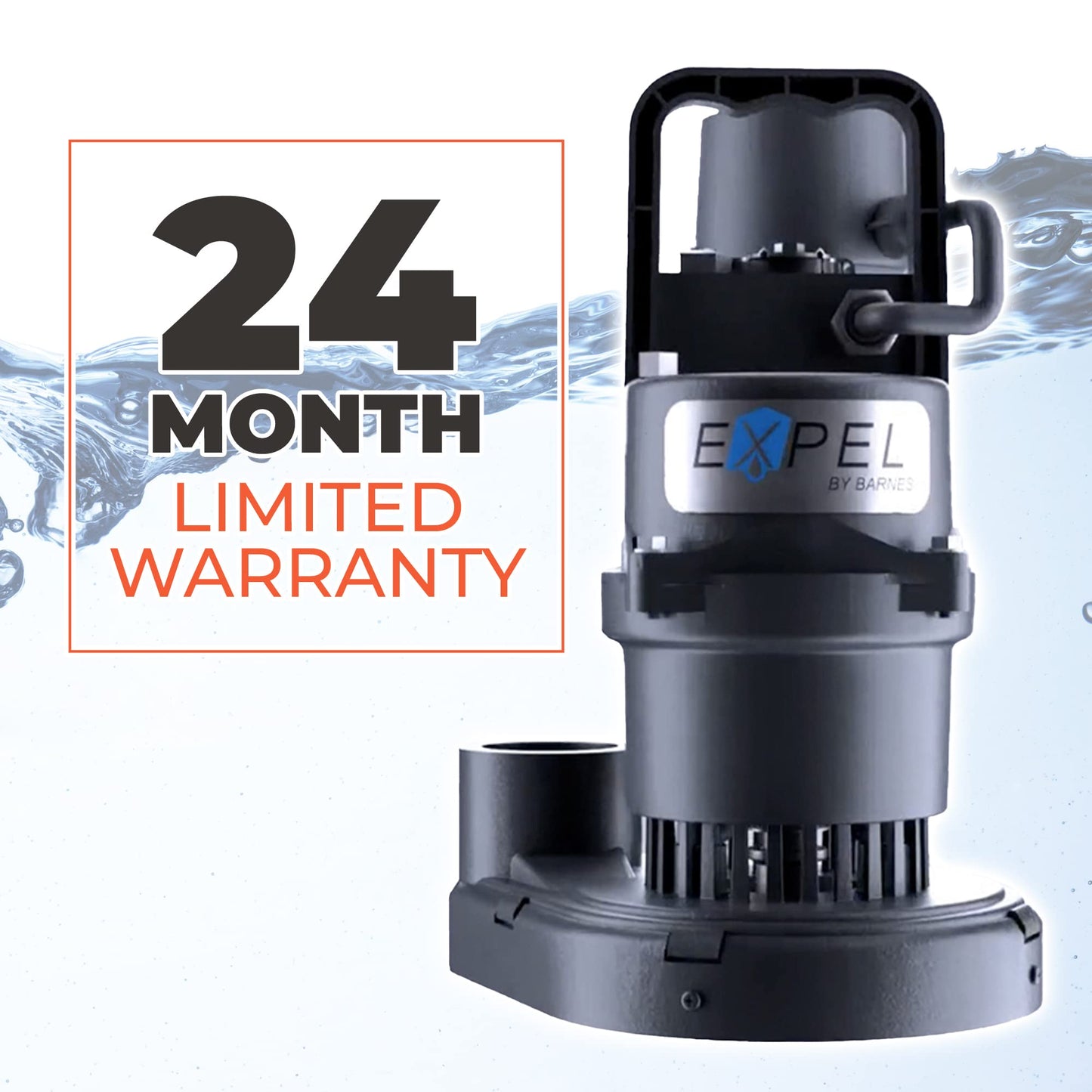 Barnes 130234A Model ESB33 Expel Submersible Sump Pump - High-Efficiency for Residential Use, Cast Iron Vortex Impeller, 1/3 HP, 45GPM, Integral Float Switch, 9-Foot Waterproof Cord, Black