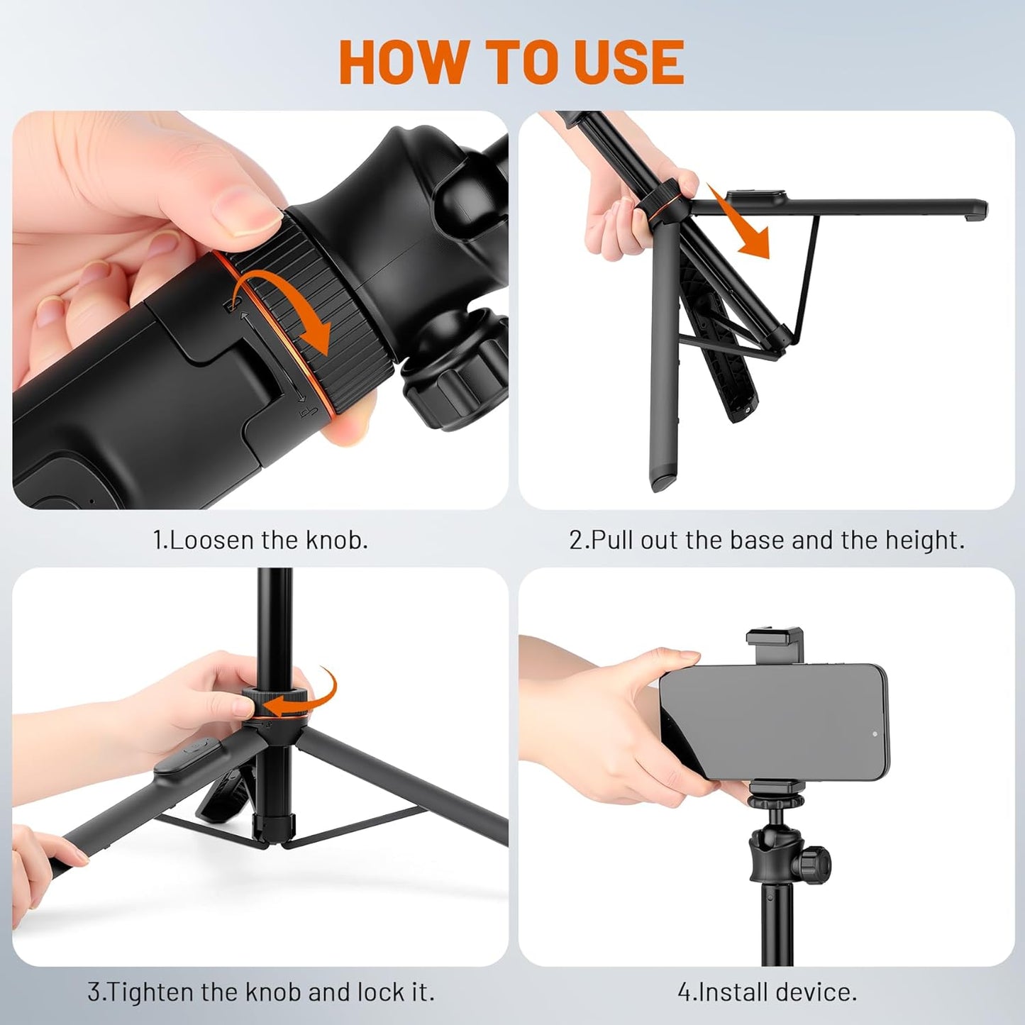 JOILCAN 64" 360 Tripod for iPhone & Camera, Selfie Stick with Ball Head Remote & Phone Holder, Extendable Portable