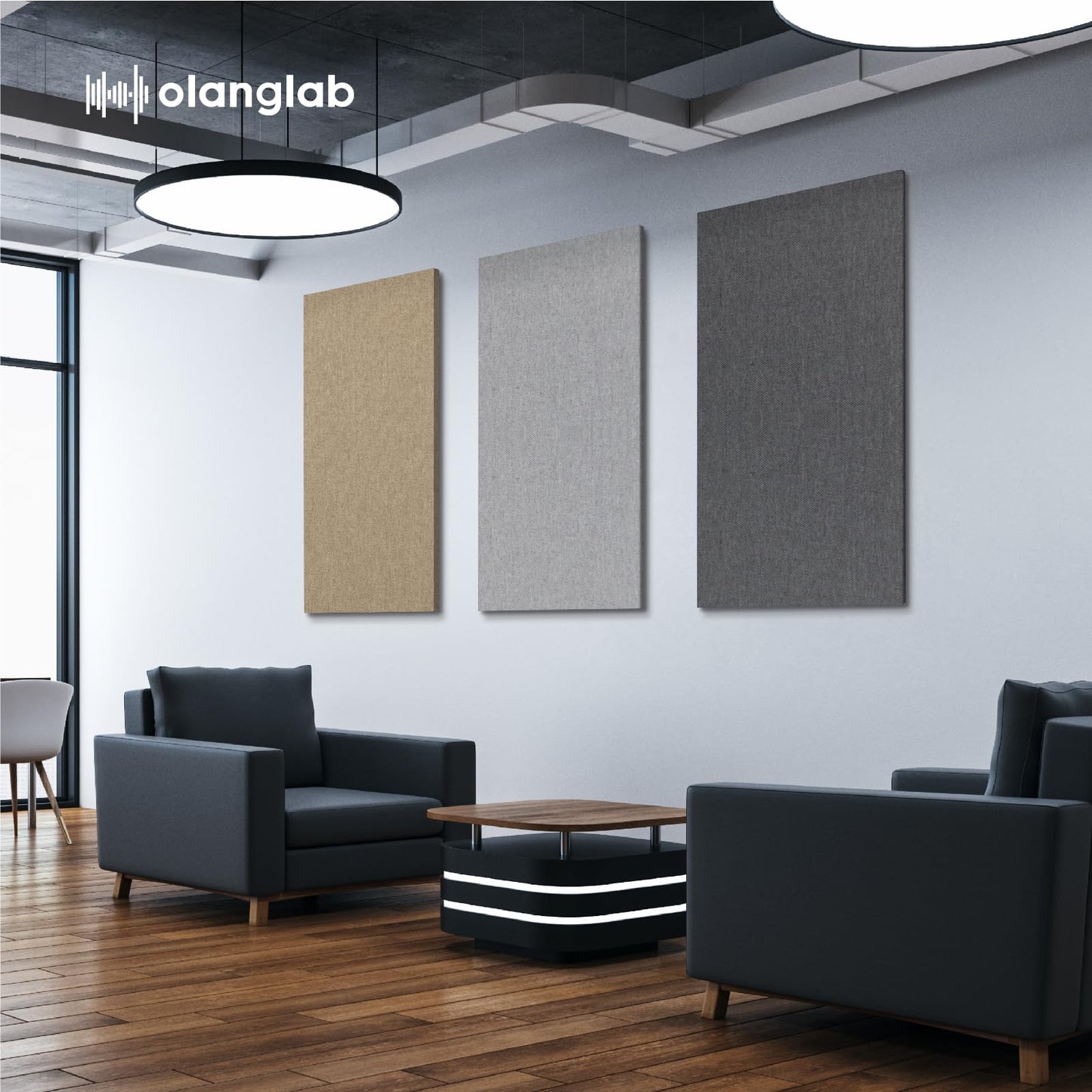 Olanglab Acoustic Panels 2 Pack, 48''x24'' Large Sound Panels, Fabric Wrapped Sound Proof Foam Panels for Walls, Sound Absorbing Panels for Recording Studio Acoustical Treatments (Light Grey)