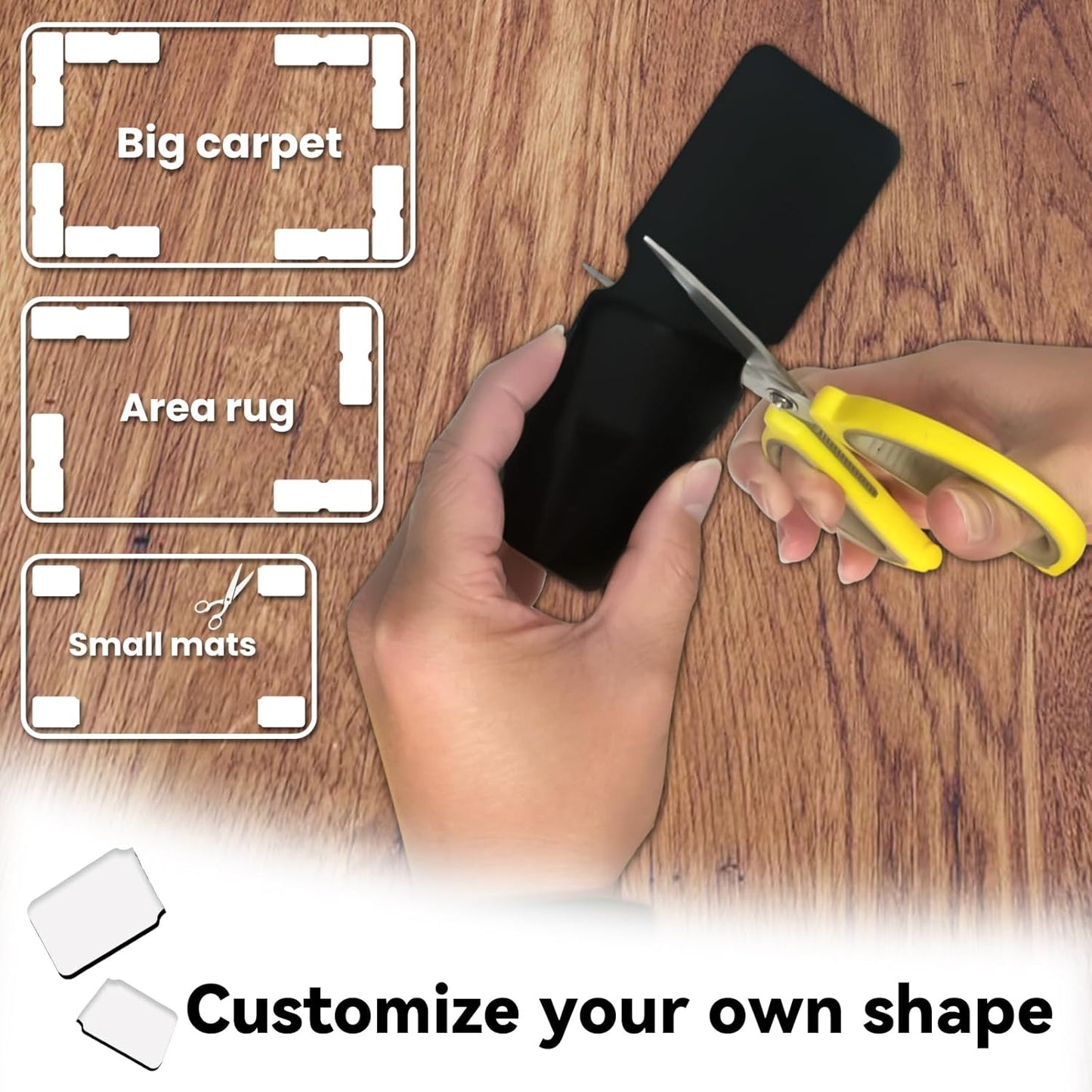Skiennix Non-Slip Rug Grippers - Reusable Carpet Tape for Hardwood Floors | 12 Durable Pads