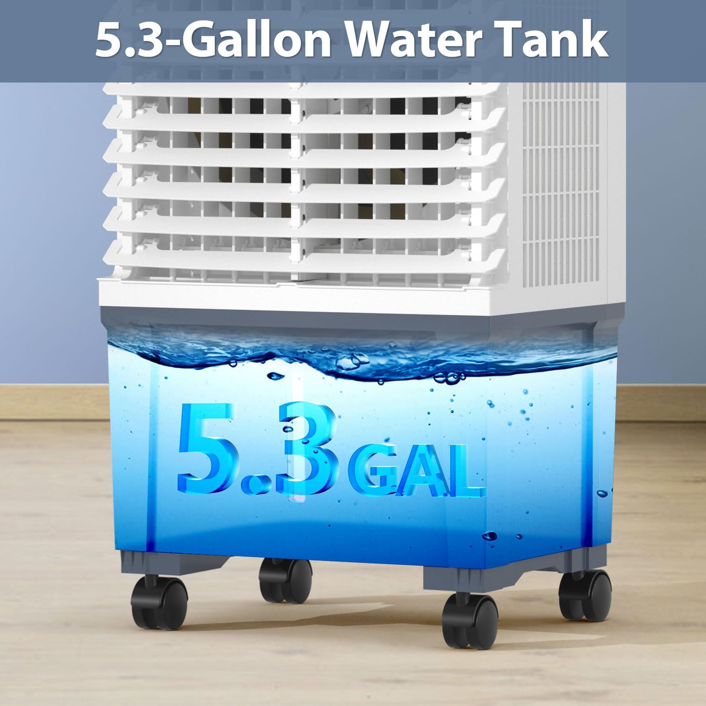 Evaporative Air Cooler with 4 Ice Box, 1800 CFM Portable Air Cooling Fan with 5.3 Gallon Water Tank, 120°Oscillation, Remote, 12H Timer, Removable Cooler Tower Fan with 3 Speeds for Bedroom Office