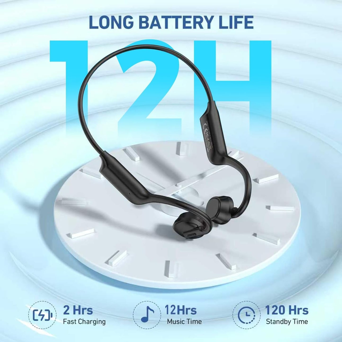 5.4 12H IPX6 Headset Bone Conduction Headphones Bluetooth Open Ear Headphones with Mic, Wireless Earphones, Sports