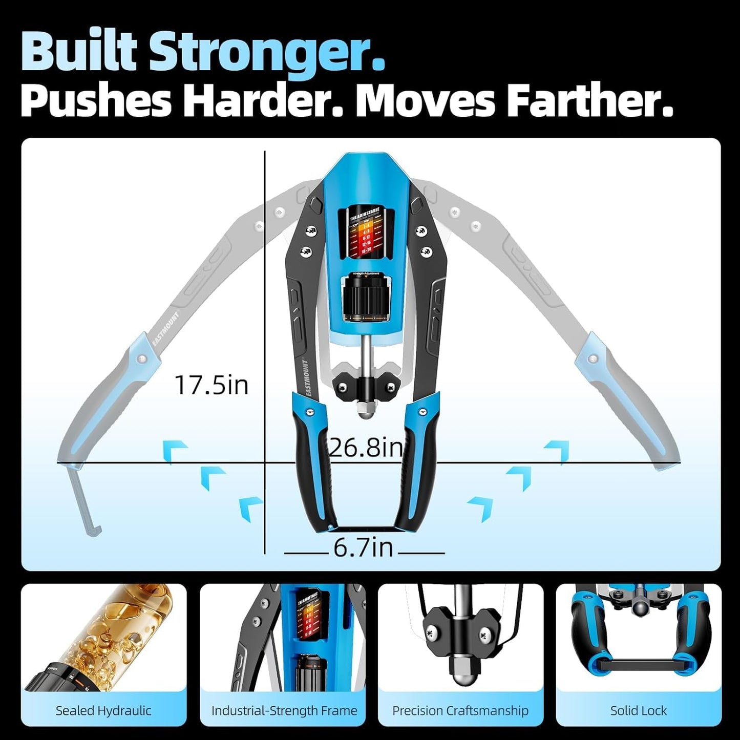 EAST MOUNT Twister Arm Exerciser - Adjustable 22-440lbs Hydraulic Power, Home Chest Expander, Shoulder Muscle Training Fitness Equipment, Arm Enhanced Exercise Strengthener (Black&Blue)